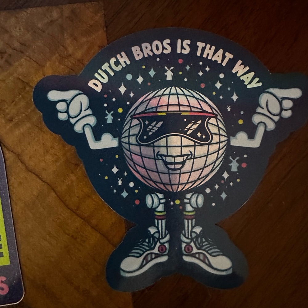 Dutch Bros Pink and Blue Disco Ball Sticker